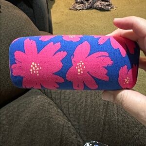Vera Bradley Glasses Case Blue and‎ Pink Flowers Tropical Hawaiian